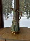 Antique Japan Nippon Coralene Jonquil  Daffodil Pitcher Vase Marked 1909