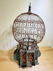 Antique Vintage Wood   Wire Bird Cage    Hot Air Balloon Style   Victorian Globe