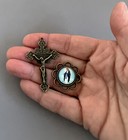Bronze Rosary Center   Crucifix  Pater Our Father Beads Our Lady Grace 8pc