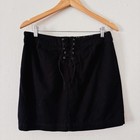 Y2k Vintage Black Cotton Skirt W  Adjustable Waist Ties At Back