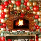 7x5ft Christmas Red Brick Fireplace Photography Backdrop Photo Studio Props