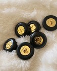 Chanel Lot Of 6 Gold Black Button Metal 19mm