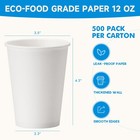 Paper Coffee Cups 12 Oz 500 Pack Disposable Hot White Racetop Ideal Beverages