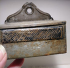 Antique Tin Metal Match Stick Matches Wall Holder Striker Front Hinged Lid 3 5 