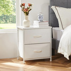 Nightstand With 2 Storage Drawers  20  Height Small Bed Side Furniture End Table
