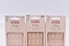 Lot Of 3 Kiss Salon Acrylic French Nude Kan01 Real Short False Nails - 28 Nails