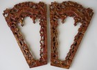 Antique Chinese Carved Wood Architectural Fragment Panel Wall Plaque Fretwork