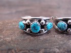 Native American Indian Sterling Silver   Turquoise 3 4  Hoop Earrings - Largo