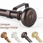 1 Inch Bronze Curtain Rod 36-60 Inch  Antique Brown Finials 36 -60   1 Pack 