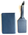 Lucchese Leather Passport Holder   Luggage Tag Duo Set Navy Blue Nwt