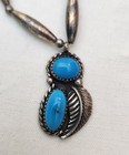 Vintage Native American Sterling Turquoise Pendant Necklace Signed Jc