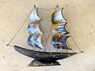 Vintage Horn And Bone Sailboat  Hand Made Model Boat Ornament  26cm Long