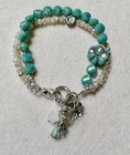 Minted  Czech Glass Mint And  White Opalczech Glass  Beads With Dangle Charms
