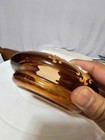 Bohemian Czech Orange Amber Glass Ashtray Dish Gold Enamel Flower Heavy-21  Read