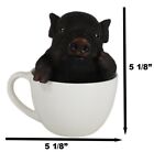 Rustic Lifelike Black Pig Piggy In Tea Cup Figurine Animal Farm Pigs Swine Decor