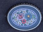 Antique Micro Mosaic 800 Silver Italy Made Brooch Pin Pietra Dura Style F6