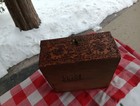 Vintage Pyrography Decorated Burnt Flemish Art Wood Box New York Ny Dated 1912