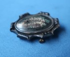 Antique Victorian Wisteria Flowers Hand Painting Mourning Brooch French  Signed