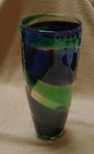 Decor Brand Contemporary Style Glass Vase  Green   Purple Swirls 11  H  4 5 Diam