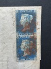 Great Britain Qv 2d Blue Vertical Pair On Cover To Winchester  creased  