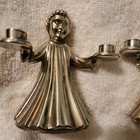 2vtg Antique Candelabra Cherub Angel Miniature Candle Holder Made In Italy Pair