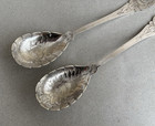 Pair Large Antique Silver Plated Oriental Serving Spoons Indian Eastern Libation