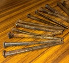 12 Antique 3 1 2    Wrought Iron Hammered Head Hand Forged Barn Nails Early