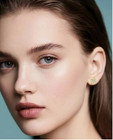 14k Gold Plated Rose Flower Stud Earrings 925 Sterling Silver Post Cz Women