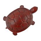 Cast Iron Turtle Figurine Antique Style Garden Pond Decor Rustic Red Finish 4 5 