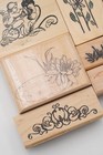 Vintage Lot Of 27 Wood Rubber Stamps - Mixed Graphics   Brands