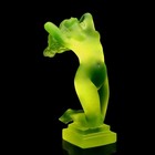 Art Deco Hood Ornament    Chrysis   Vaseline Uranium Glass 1930  H hoffmann