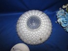 Vtg White Bubble Glass Ceiling Light Shade Hardware   3 Hole Chains 10 1 4   wide