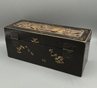 Late 19th Century Antique Chinese Lacquered Handpainted Wooden Box Case W insert