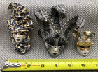 Lot Of 3 Venetian Style Miniature Masks  Jester Or Mardi Gras