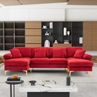 U-shaped Sectional Sofa Couch Convertible L-shaped With Chaise Lounge   Ottoman