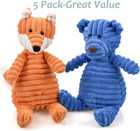 5pack Dog Squeaky Plush Toys Puppy Toys Assortment Value Bundle Bulk Large Dog T
