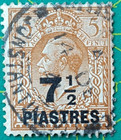 Great Britain 1921 turkish Empire  Constantinople surch 7 1 2pi On 5p  Used
