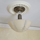 270c Antique Vintage Ceiling Light Fixture Chandelier Glass Shade  30 s 40 s
