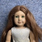 American Girl Pleasant Company 18    Doll Green Eyes Red Shoes White Dress
