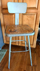 Vintage Steel Drafting Stool Chair Adjustable W  Back Rest Industrial School