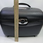 Vtg American Tourister Cosmetic Travel Train Case Black Hard Shell Mirror   Key