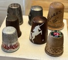 25 Lot Estate Vintage Sewing Thimble Collection Porcelain Metal Plastic Wood