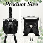 2 Pcs Wedding Black Flower Girl Baskets And Ring Bearer Pillow Set  Black Sat   