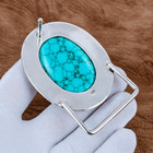 Handmade Turquoise 925 Sterling Silver Oval Belt Buckle Western Filigree