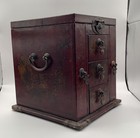 Vtg Chinese Jewelry Box Chest Hidden Compartments Beautiful Flourishes