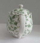 Grace Teaware Green Floral Butterfly Porcelain Teapot W lid New