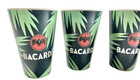 Bacardi Promotional Palm Tree Green Set Of 4  Acrylic Bar Tumbler Cups