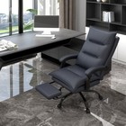 Microfiber Office Chair With Massage  Heat  Footrest  Gray