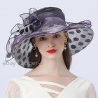  Polka Dot Kentucky Derby Hat Women Tea Party Bridal Dress Church Flowers Hats