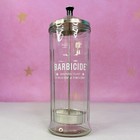 Vintage Barbicide Glass Disinfectant Jar Barber Shop Chrome Inner  11 